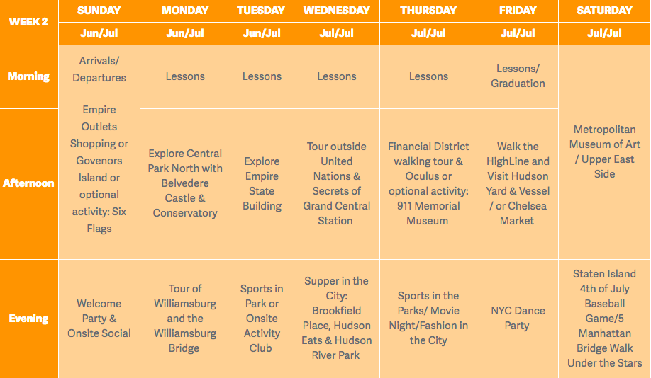 summer camp New York anglais pour ado USA